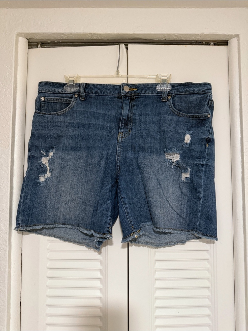Jennifer Lopez Blue Distressed Denim Jean Shorts